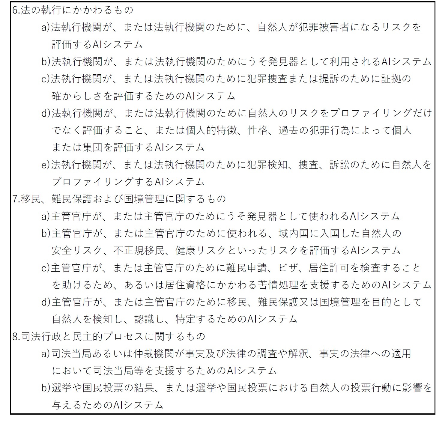 【図表5】付属書Ⅲ（高リスクAIシステム）（続き）