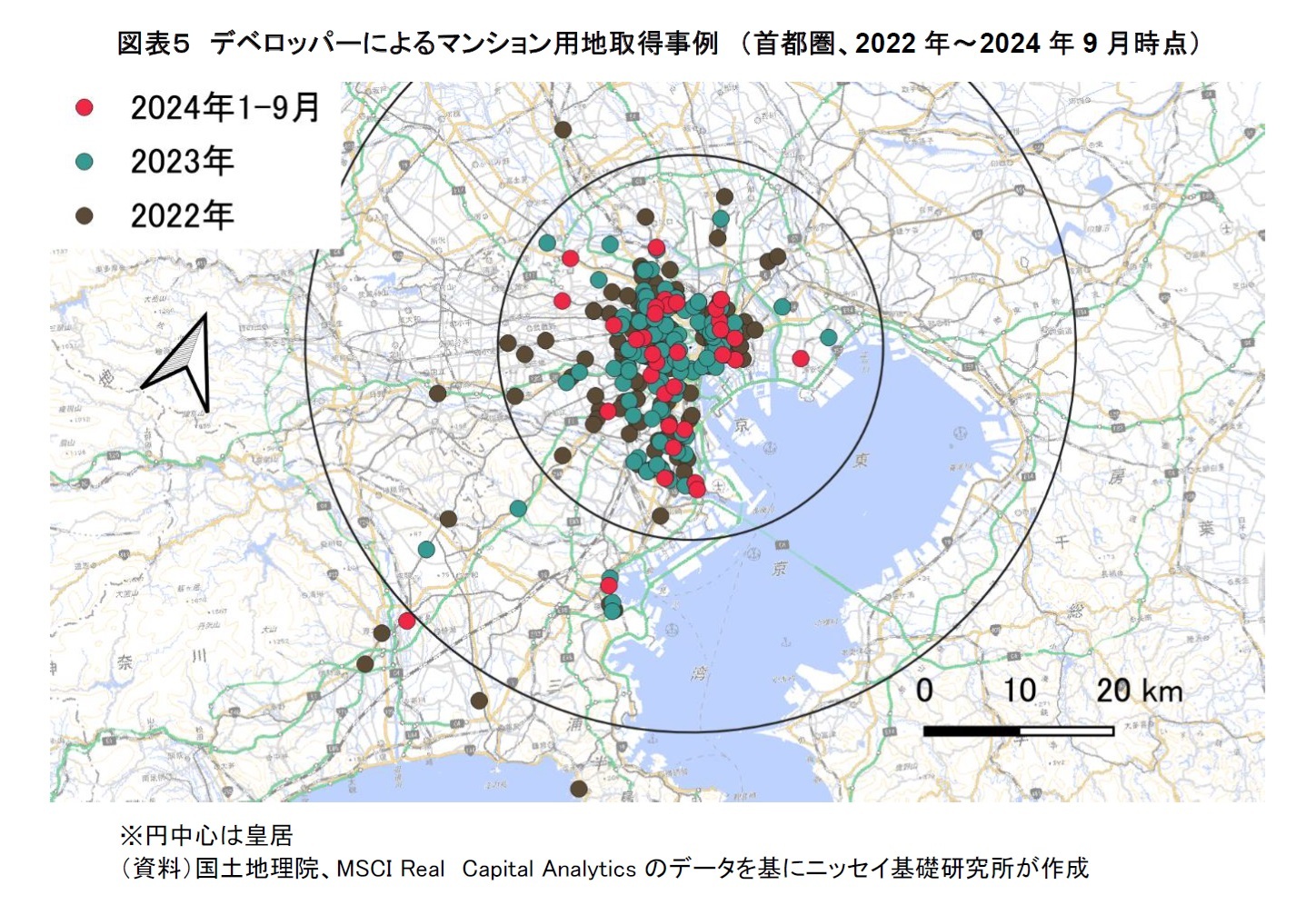 図表５　デベロッパーによるマンション用地取得事例　（首都圏、2022年～2024年9月時点）