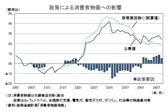 政策による消費者物価への影響