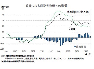政策による消費者物価への影響