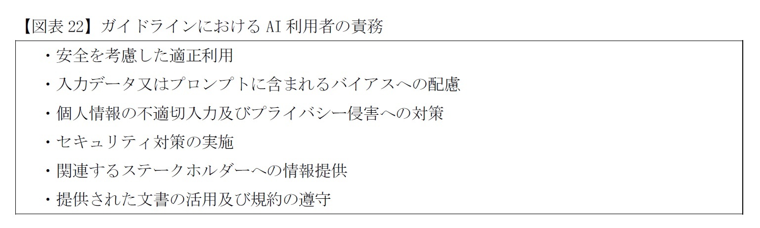 【図表22】ガイドラインにおけるAI利用者の責務