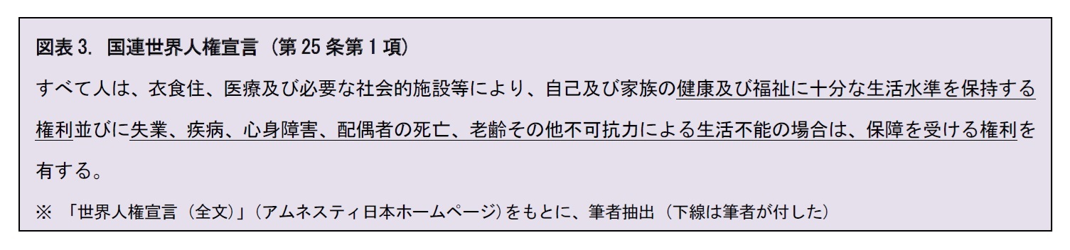 図表3. 国連世界人権宣言 (第25条第1項)