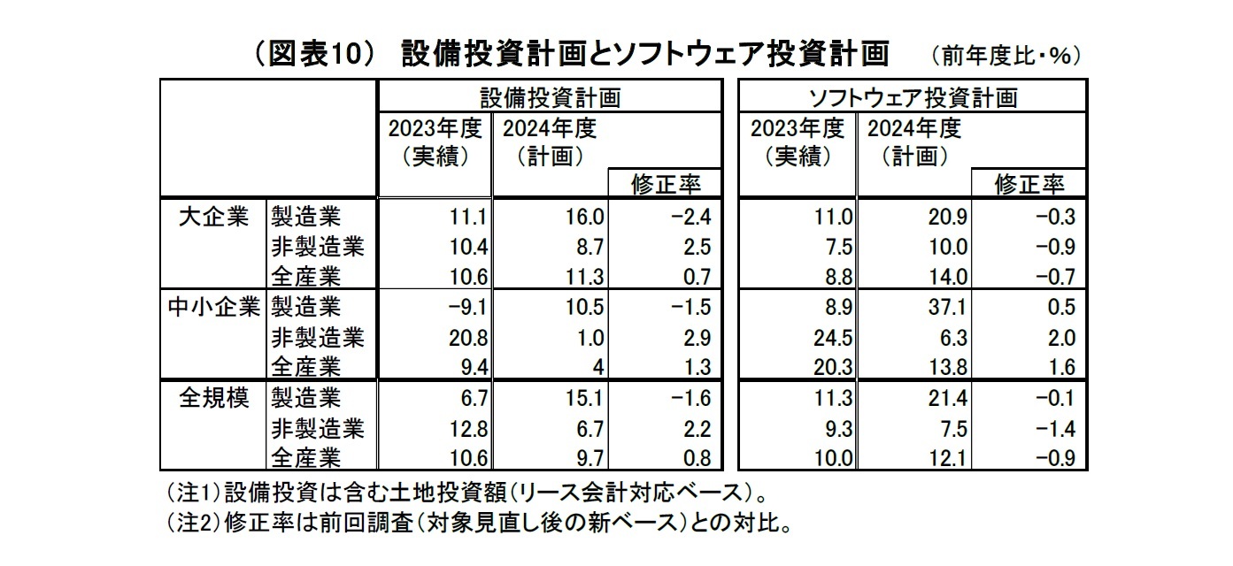 （図表10）設備投資計画とソフトウェア投資計画