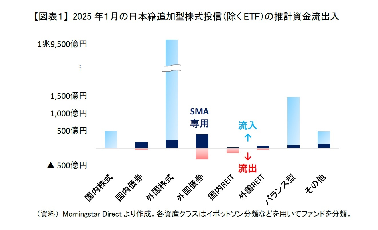 【図表1】 2025年1月の日本籍追加型株式投信(除くETF)の推計資金流出入
