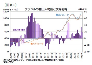 （図表6）ブラジルの輸出入物価と交易利得