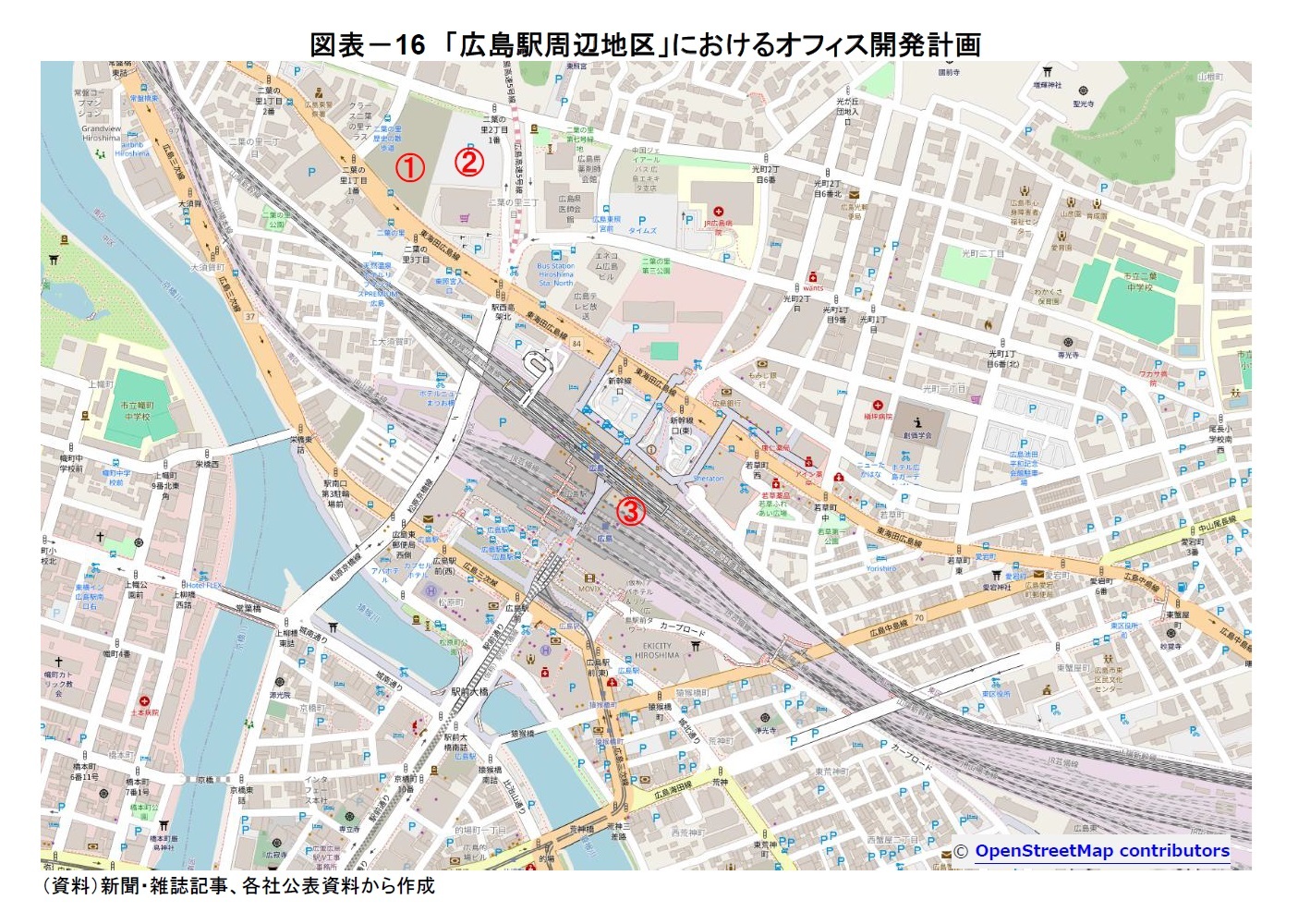 図表－16　「広島駅周辺地区」におけるオフィス開発計画