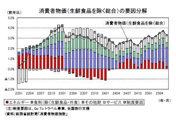 消費者物価（生鮮食品を除く総合）の要因分解