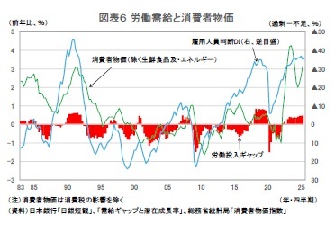 図表6 労働需給と消費者物価