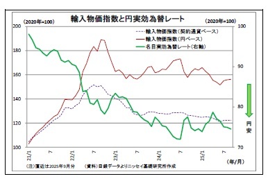 輸入物価指数と円実効為替レート