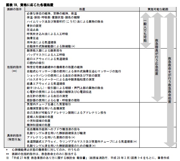 図表19. 資格に応じた各種処置